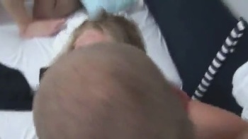 As He Presses Her Against The Mirror, His Hand And Mouth Move All Over Her Boobs