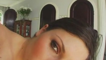 Skinny Brunette With Natural Tits Swallows Cum